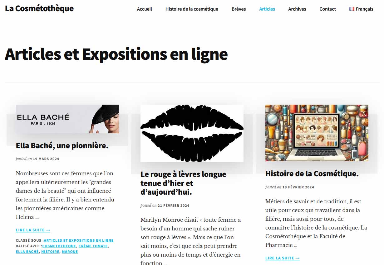 Articles et expositions en ligne de La Cosmétothèque